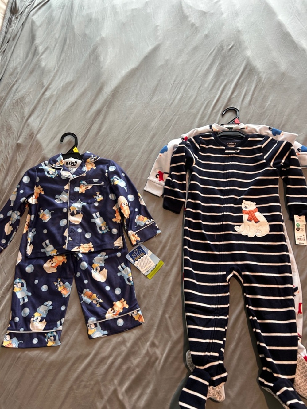 Kids Navy Bear Striped Footed Pajamas - Cozy Sleepwear